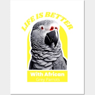LIFE IS BETTER WITH AFRICAN GREY PARROTS Posters and Art